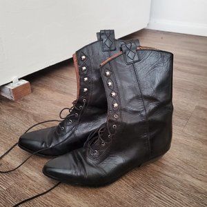 90s Black Leather Boots